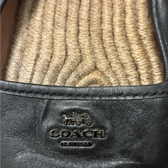 Coach Black Leather Loafers with Tan Woven Detail - Picture 2 of 5